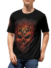 3D Skull Print Men's Graphic Active T-shirt Crew Neck Casual Tee for Summer