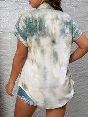 Tie Dye Short Sleeve Button Up Shirt