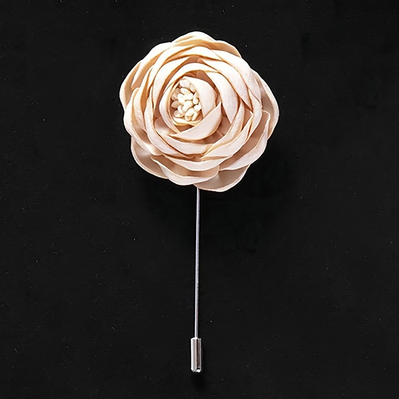 2pcs Wedding Boutonniere Fabric Rose Corsage Outfit Accessory