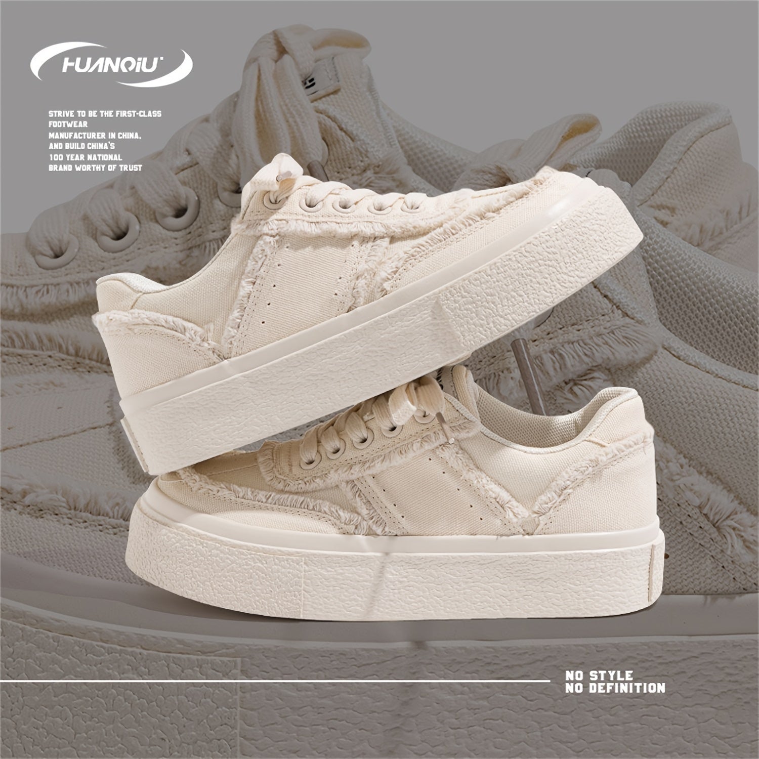 HUANQIU Raw Trim Non-slip Sneakers For Women