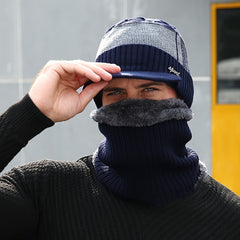 Winter Fishing Hat & Neck Gaiter Set Warm Knitted Hat With Velvet
