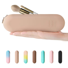 Silicone Makeup Brush Holder Zipper Travel Cosmetic Brushes Case