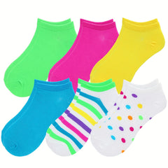6 Pairs Candy Socks Women's Low Cut Ankle Socks