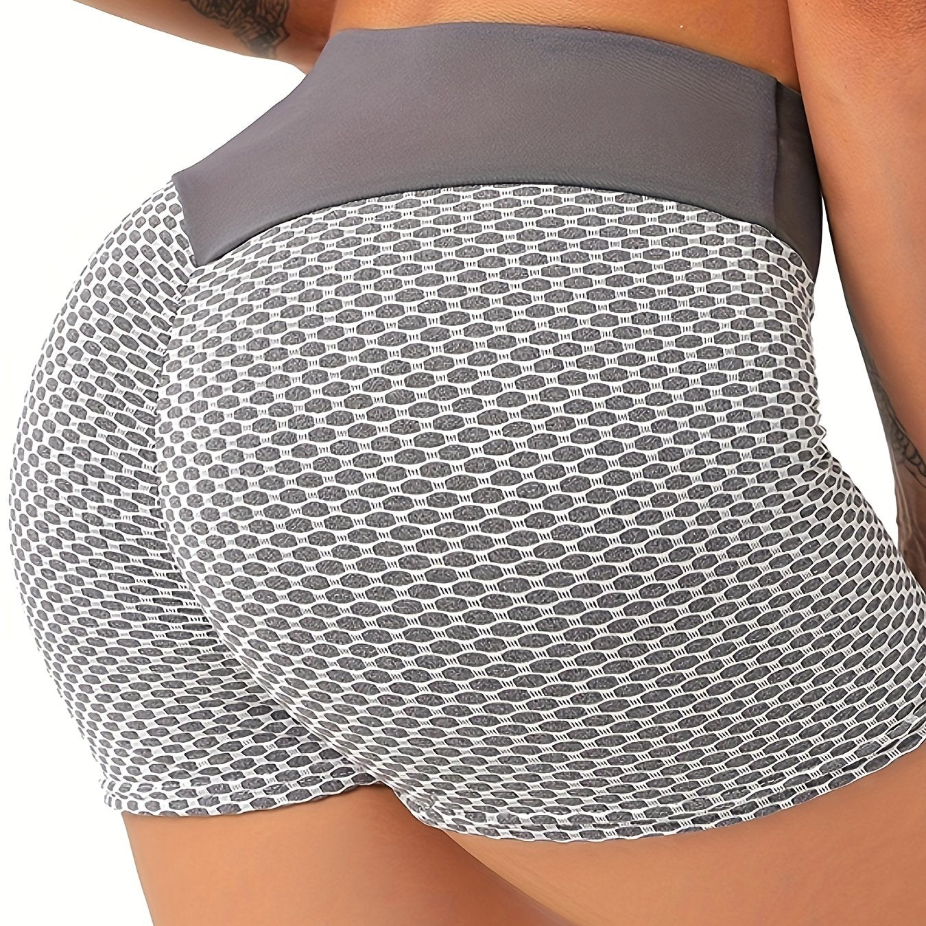 Honeycomb Print Sports Shorts Fitness Running Yoga Summer Shorts