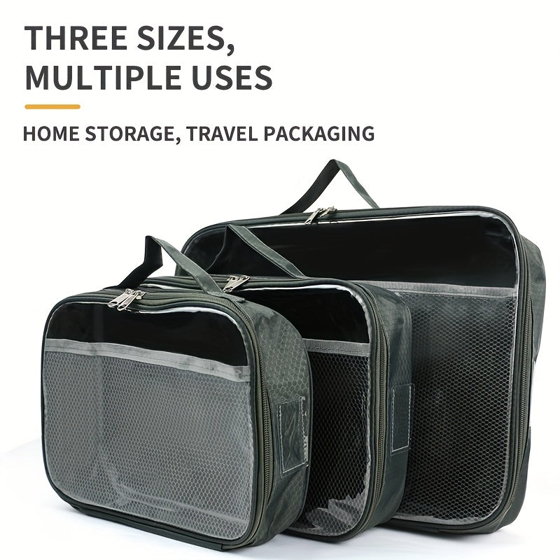 Set of 3 PVC Zipper Mesh Storage Bags for Toy Organization and More