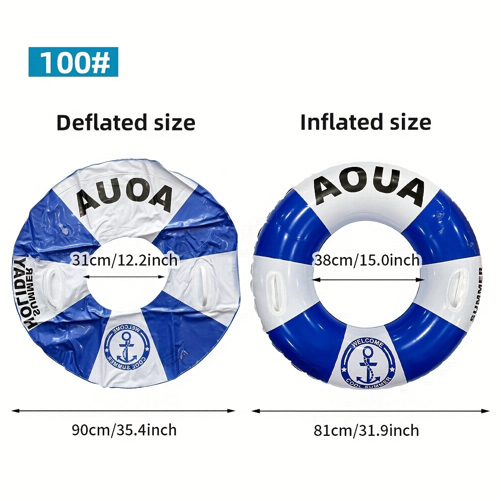 Striped PVC Swim Ring for Adults & Kids - Pool Party Beach Fun