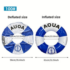 Striped PVC Swim Ring for Adults & Kids - Pool Party Beach Fun