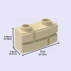 9pcs Building Block Set Curved Wall Tiles & Lattice Bricks Khaki ABS