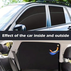Car Side Window Sunshades Set with Hidden Magnetic Silvery Curtains