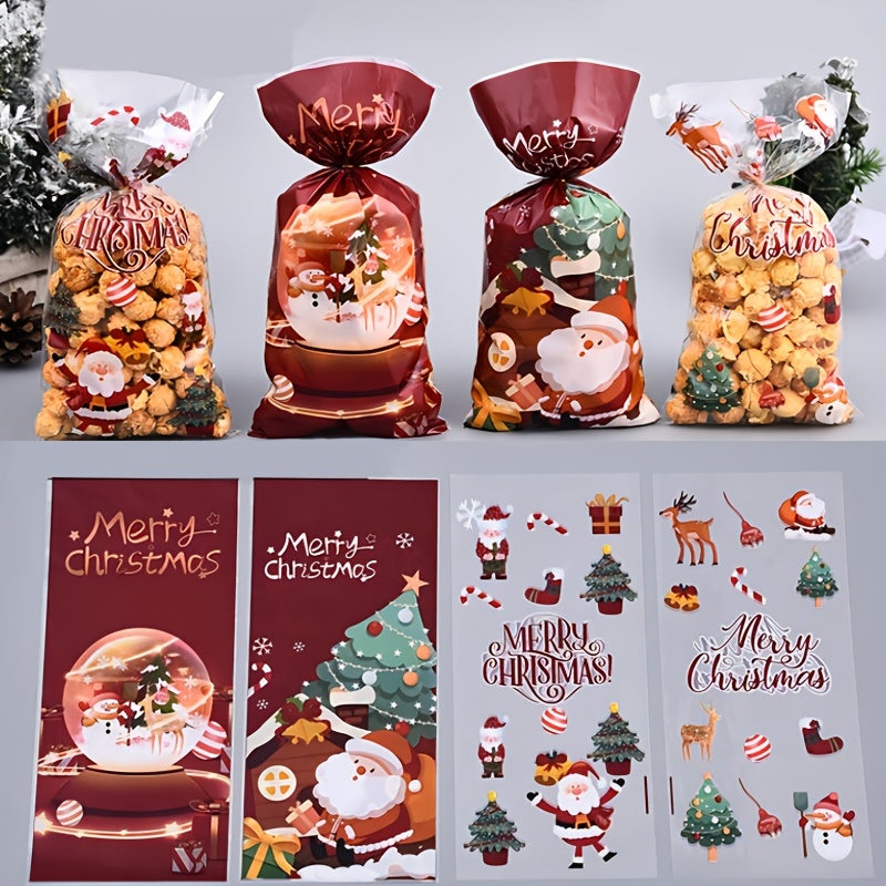 50pcs Christmas Gift Bags with Twist Ties Treat Bags for Snacks & Sweets