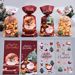 50pcs Christmas Gift Bags with Twist Ties Treat Bags for Snacks & Sweets