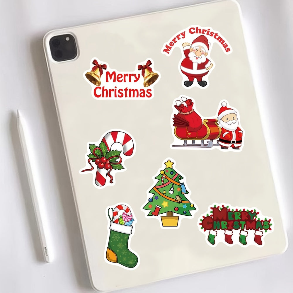 50 Cartoon Christmas Dress Up Stickers Self adhesive Santa Claus Elk Waterproof