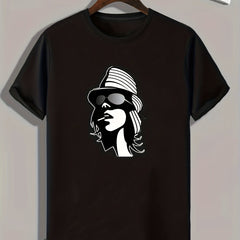 Girl Pattern Print Men's Comfy Sports T-shirt Graphic Tee for Fitness