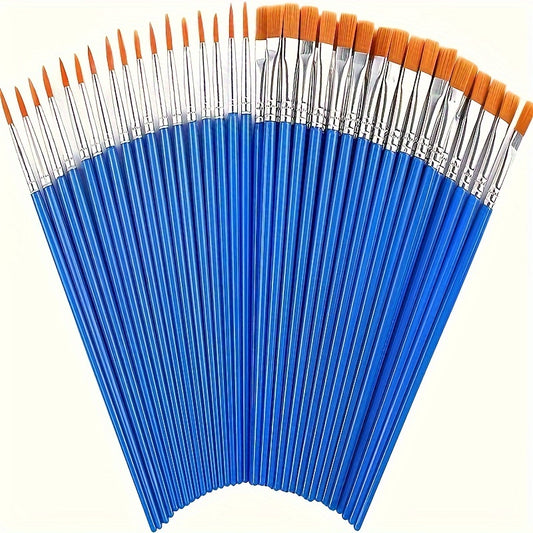 20-Piece Nylon Artist Brushes Set for Acrylic & Watercolor with Wooden Handles