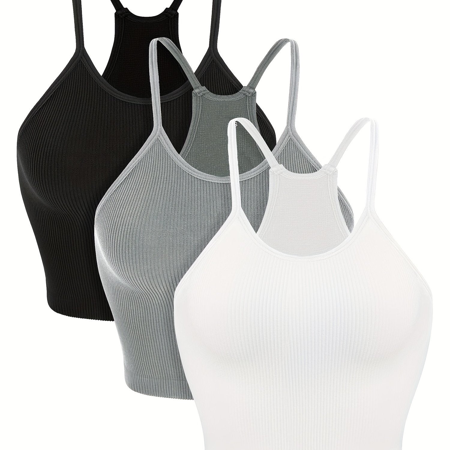 Women's Seamless Ribbed Camisole Racerback Crop Top