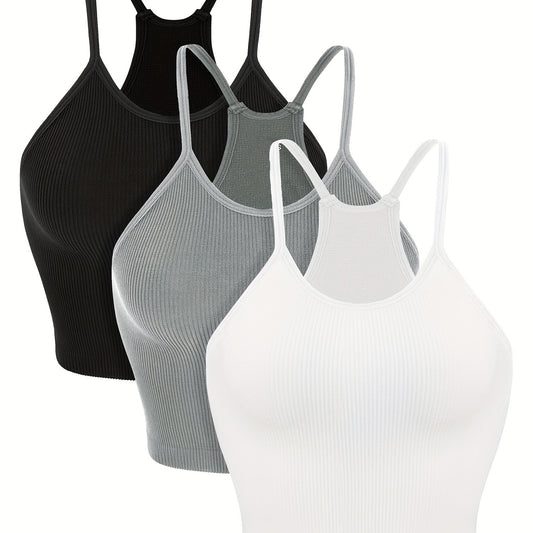 Women's Seamless Ribbed Camisole Racerback Crop Top