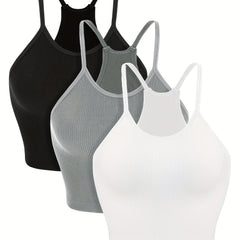 Women's Seamless Ribbed Camisole Racerback Crop Top