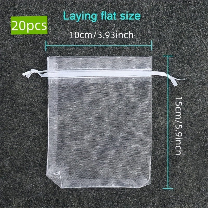 20pcs Transparent Organza Bags Wedding Gift Bags Jewelry Gift Bags