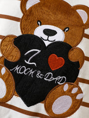 Cartoon Bear Embroidered Baby Boys Bodysuit