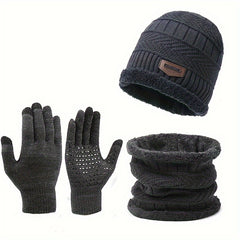 Stay Cozy In Style Winter Warmth Knitted Beanie Hat Neck Scarf Gloves Set