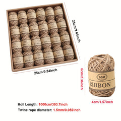24 Rolls 3-strand DIY Braided Decorative Cord Ribbon Craft Supplies