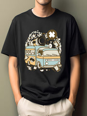 Men's Cartoon Illustration Print T-Shirt Active Casual Comfy Crew Neck Tee