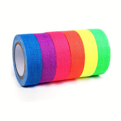 6 Pcs UV Blacklight Reactive Neon Gaffer Cloth Tape 6 Colors 0.59inch 16ft