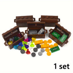 MOC Treasure Building Blocks Box with Coins & Dollar Accessories