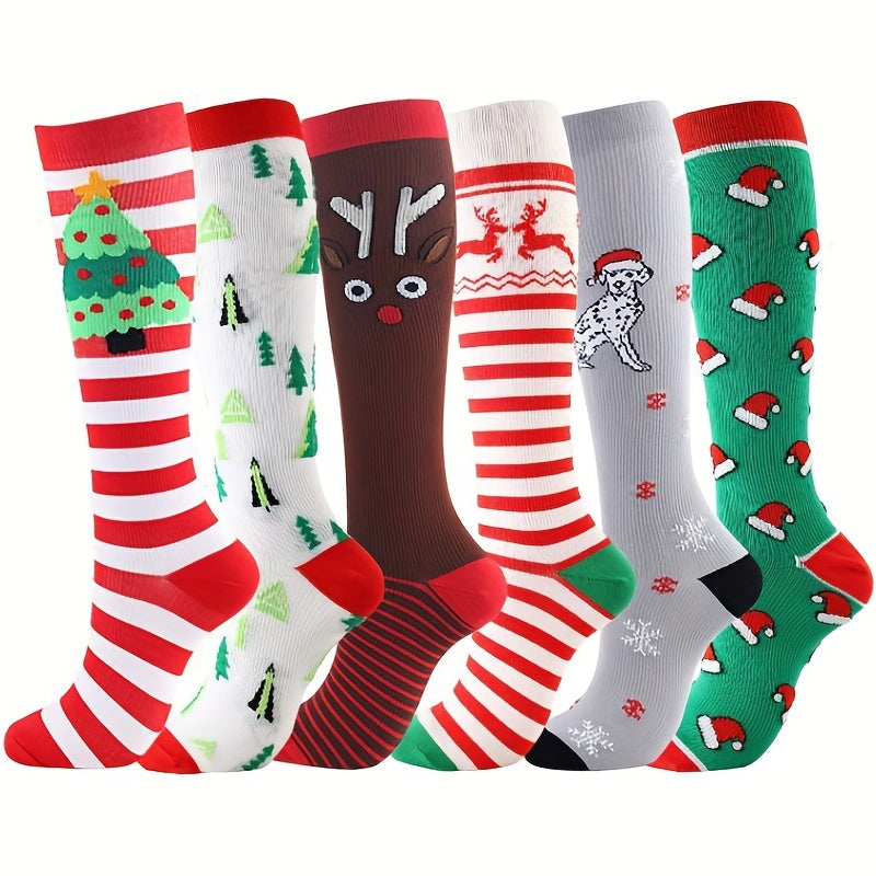 6 Pairs Compression Over the knee Socks for Outdoor Activities
