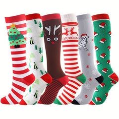 6 Pairs Compression Over the knee Socks for Outdoor Activities