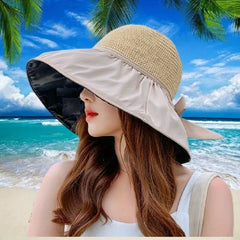 Summer Sun Hat Bowknot Straw Bucket Hat Beach Hats