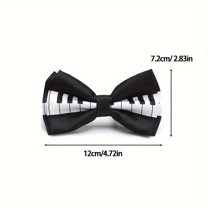 Men's Musical Note Bow Tie - Keyboard Design - Music Lover Gift
