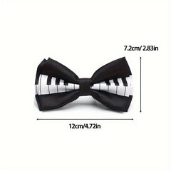 Men's Musical Note Bow Tie - Keyboard Design - Music Lover Gift