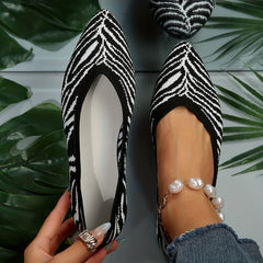 Women's Colorblock Flying Woven Shoes Point Toe Non slip Low Soft Shoes