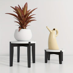 2-Pack Indoor Plant Stand Wood Mid-Century Modern Bamboo Plant Stool