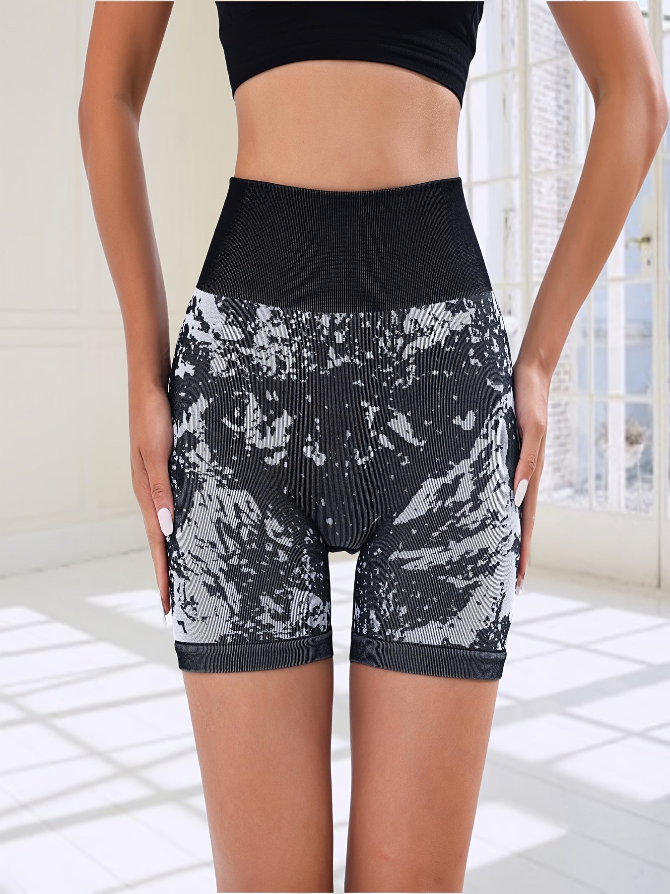 Tie Dye Yoga Sports Shorts High Waist Biker Shorts Activewear