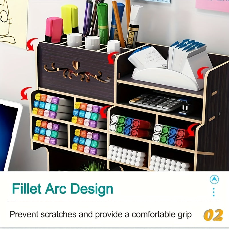 Wooden Desktop Storage Box Desk Drawer Style Rack