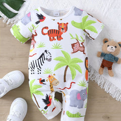 Baby Boys Casual Animal Graphic Print Short Sleeve Romper Jumpsuit Clothes