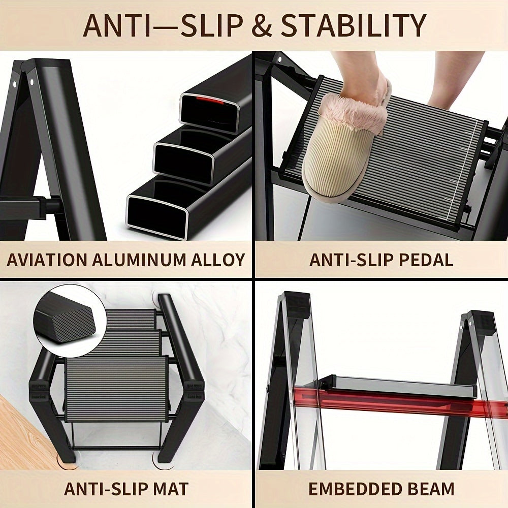 Thickened Folding Two-step Ladder Carbon Steel Sturdy Durable Non-slip Pedal
