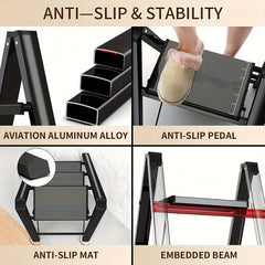 Thickened Folding Two-step Ladder Carbon Steel Sturdy Durable Non-slip Pedal