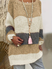 Colorblock Lantern Sleeve Sweater