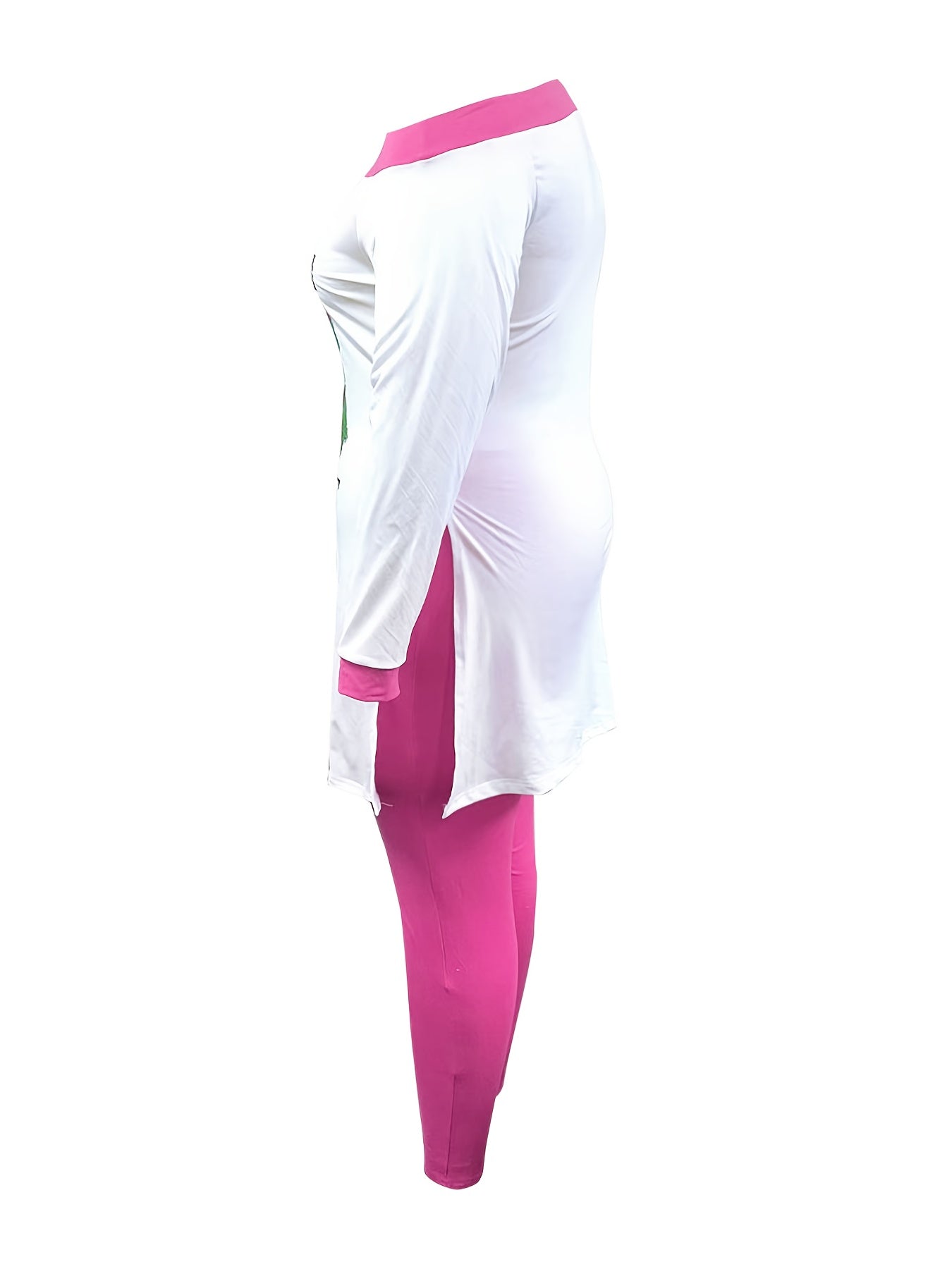 Women's Plus Lip Print One Shoulder Tee & Leggings Set