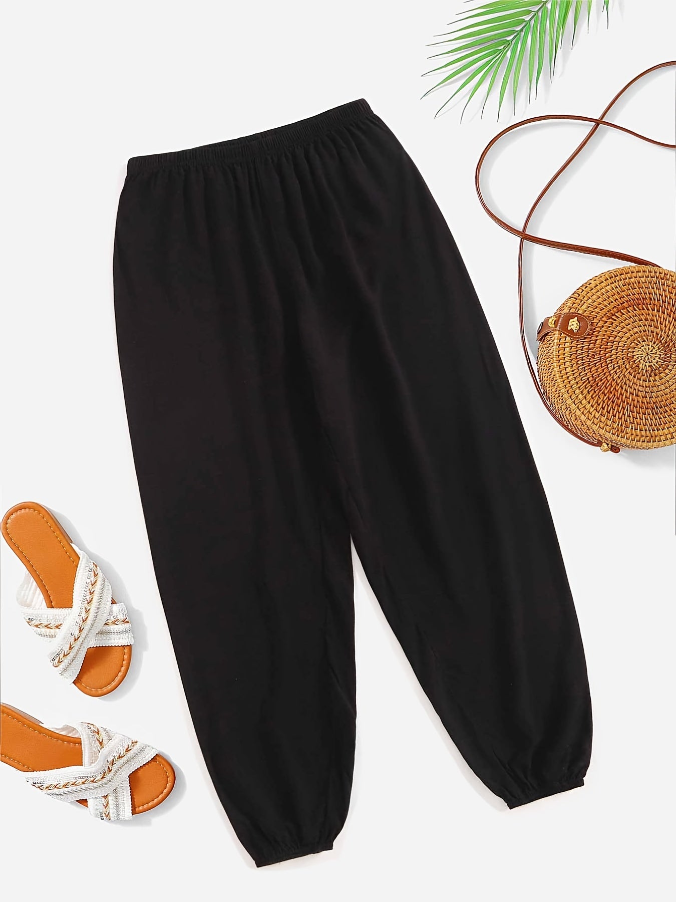 Solid High Waist Comfy Lantern Pants