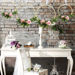 12pcs Wooden Bamboo Floral Hoop Wreath Rings for DIY Wedding Decor