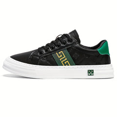 Men's Embossed PU Leather Skate Shoes Lace-up Sneakers
