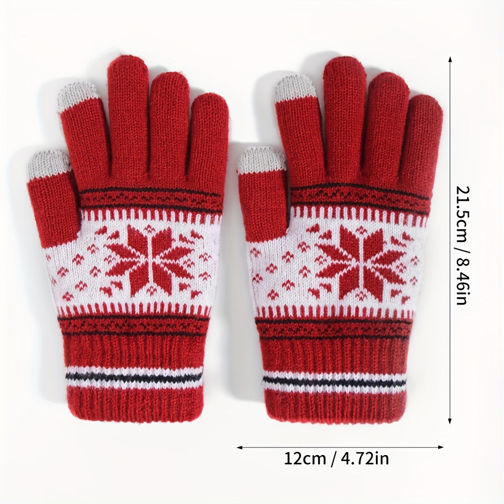 Winter Gloves Snowflake Patterns Plush Touch Screen Gloves