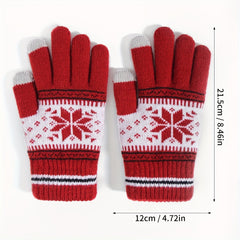 Winter Gloves Snowflake Patterns Plush Touch Screen Gloves