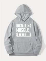 Muscle Print Hoodie for Men - Casual Graphic Pullover Sweatshirt