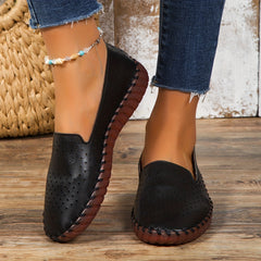 Women's Hollow Solid Loafers Slip on Shoes Lightweight Casual