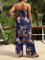 Plus Floral Print Tube Jumpsuit Women's Plus Size